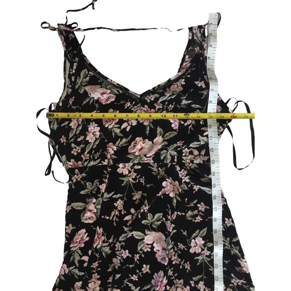 Aakaa Womens Dress Size Medium Floral Spaghetti Straps Open Back Black Floral - Picture 10 of 10